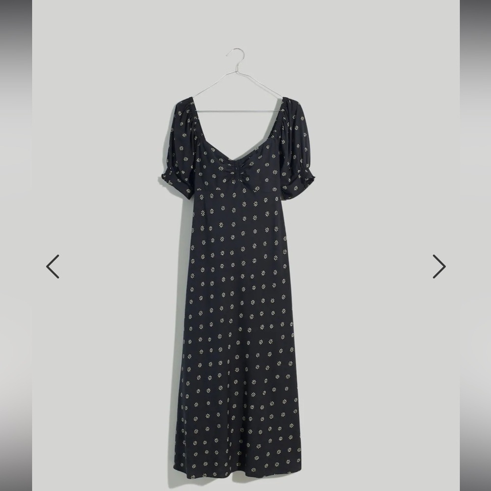 Madewell Sweetheart Puff-Sleeve Midi Dress in Stardot Sz 14